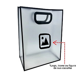 Sacola PVC com Alça Preta Personalizada com Logo - 40x30x12cm - 1 unidade - Rizzo Personalize