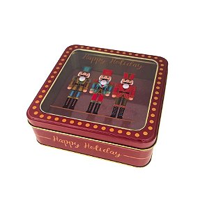 Lata De Metal De Natal Com Visor - Happy Holyday - 15cm - 1 unidade - Art Lille - Rizzo