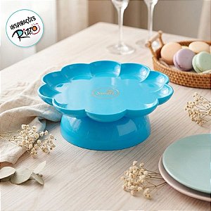 Bandeja Flower Com Pé - 180mm - Azul Céu - 1 unidade - Só Boleiras - Rizzo