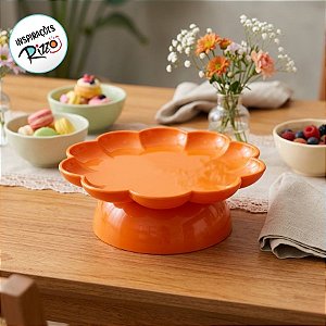 Bandeja Flower Com Pé - 180mm - Laranja - 1 unidade - Só Boleiras - Rizzo