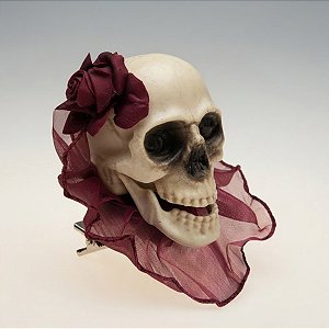Acessório de Halloween Caveira com Presilha - Vinho - 8x16cm - 1 unidade - Rizzo - Rizzo