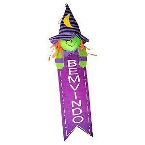 Enfeite de Pendurar de Halloween - Bruxa Roxa - 58x13cm - 1 unidade - Rizzo - Rizzo