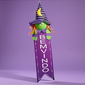 Enfeite de Pendurar de Halloween - Bruxa Roxa - 58x13cm - 1 unidade - Rizzo - Rizzo