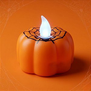 Vela de Led - Abóbora com Aranha - 5x5cm - 1 unidade - Rizzo - Rizzo