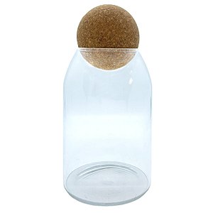 Pote de Vidro Liso com Tampa Esfera - 9x15cm - 690ml - 1 unidade - Rizzo
