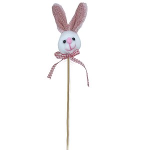 Pick Decorativo Coelho com Laço Rosa de Páscoa - 29cm  - 1 unidade - Rizzo