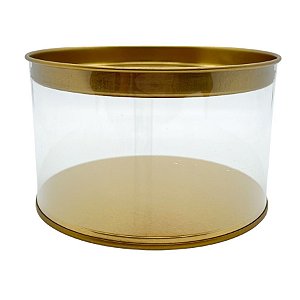 Lata Baixa Redonda com Tampa Dourada - 12x7,5cm - 1 unidade - Rizzo