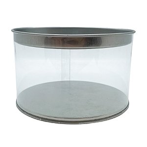 Lata Baixa Redonda com Tampa Prata - 12x7,5cm - 1 unidade - Rizzo
