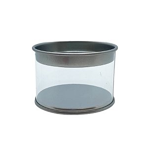 Mini Lata de Plástico com Tampa Prata - 4,5x6,5cm - 6 unidades - Rizzo