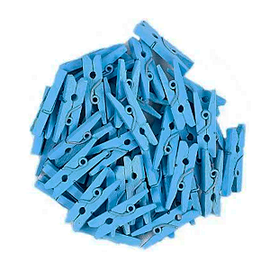 Mini Prendedor de Madeira Azul 2,5cm - 50 Unidades - Rizzo