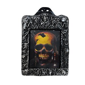 Enfeite Decorativo de Halloween - Quadro Holográfico Caveira - 1 unidade - Rizzo