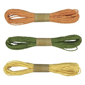 Kit Fios Decorativos de Papel Torcido Verde Amarelo Laranja - 2mm x 10 metros - 3 unidades - Rizzo