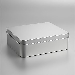 Lata Retangular - Prata - Com Tampa - 12x09x3,5cm - 06 UN - Rizzo