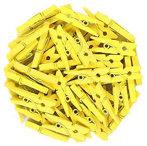 Mini Prendedor de Madeira Amarelo 2,5cm - 50 Unidades - Rizzo