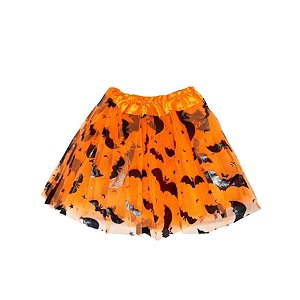 Saia Tule Com Morcegos  - Laranja - Festa Halloween - 1 unidade - Rizzo