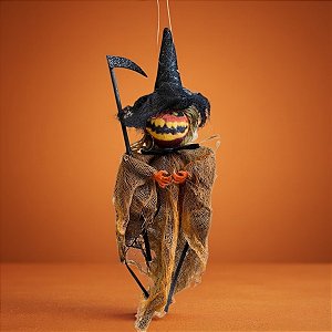 Enfeite de Pendurar Halloween - Bruxa Laranja - 27cm - 1 unidade - Cromus - Rizzo