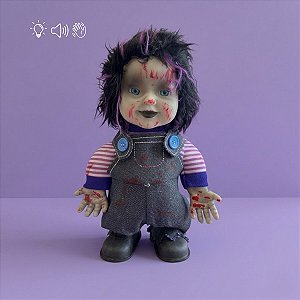 Enfeite Decorativo Halloween Com Som, Luz e Movimento - Boneca Zumbi - 29cm - 1 unidade - Rizzo