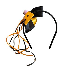 Tiara Halloween com Pompom Sortido - Amarelo e Preto - 1 unidade - Rizzo