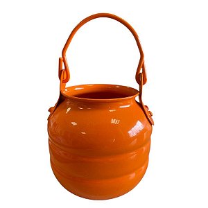 Baldinho de Halloween com Alça - Caldeirão Laranja - 15x9cm - 1 unidade - Rizzo