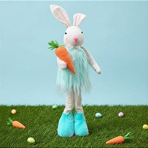 Coelha Decorativa em Pé com Cenoura - Azul Claro - 1 unidade - Rizzo