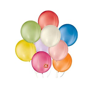 Balão de Festa Látex 7''18cm Redondo - Sortido - 50 unidades - Balões São Roque - Rizzo