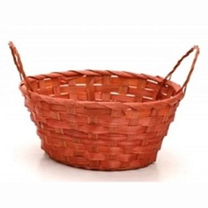 Cesta de Bambu Oval - Vermelho - 23cm - 1 unidade - Cromus - Rizzo