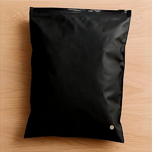 Saco Trilho Zip Preto Fosco Com Furo - 30x40cm - 50 unidades - Rizzo