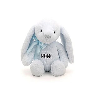 Coelho de Pelúcia Azul com Laço Personalizado - 31cm - 1 unidade - Rizzo