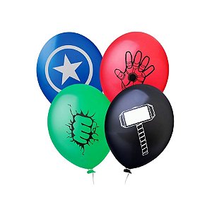 Balão de Festa Decorado 11" 27cm - Super Heróis Sortido - 25 unidades - Happy Day - Rizzo