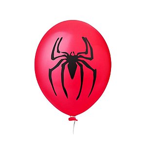 Balão de Festa Decorado 11" 27cm - Aranha Vermelho - 25 unidades - Happy Day - Rizzo