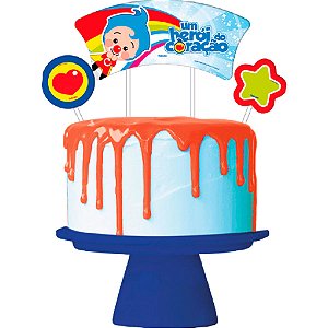 Topo de Bolo - Cenário Um Herói do Coração - 4 unidades - Festcolor - Rizzo