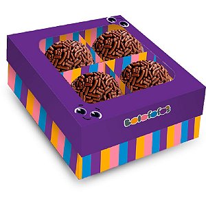 Caixa 4 Bombons Quadrado com Visor - Bolofofos - 1 unidade - Festcolor - Rizzo