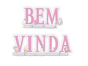 Decoracao De Mesa Festa Cha de Bebe Menina Bem Vinda 01 Unidade - Regina - Rizzo Festas