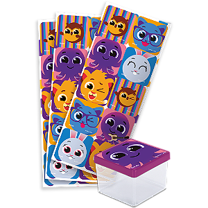 Adesivo Quadrado Festa Bolofofos - 30 unidades - Festcolor - Rizzo Festas