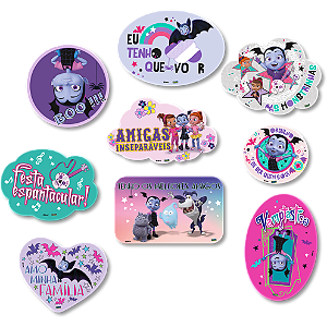 Kit Plaquinhas Divertidas Festa Vampirina - 09 unidades - Festcolor - Rizzo Festas