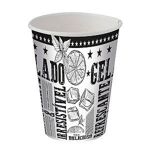 Copo de Papel 300ml Preto e Branco - 25 unidades - Food Service Festcolor - Rizzo Embalagens