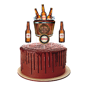 Topper para Bolo Festa Boteco - 04 Unidades - Festcolor - Rizzo Festas