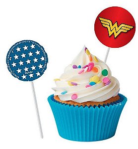 Topper Para Docinhos Festa Mulher Maravilha - 8 unidades - Festcolor -  Festas