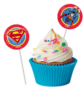 Topper Para Docinhos Festa Superman - 8 unidades - Festcolor -  Festas
