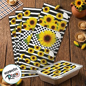 Adesivo Retangular Festa Girassol - 12 unidades - Festcolor - Rizzo Festas