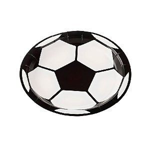 Prato de Papel Redondo Biodegradável - Bola de Futebol - 8 unidades - Rizzo