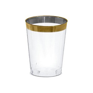 Copo água/refrigerante Borda Dourada - 4 unidades - 300 ml - Rizzo