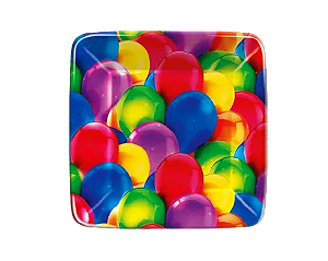 Prato 18Cm Quadr. R 60  Festa Baloes Novo 08 Unidades - Regina - Rizzo Festas