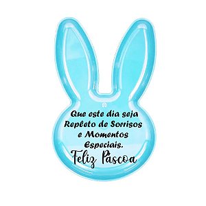Bandeja Coelho com Frase de Páscoa - Azul - 25x15cm - 1 unidade - Rizzo