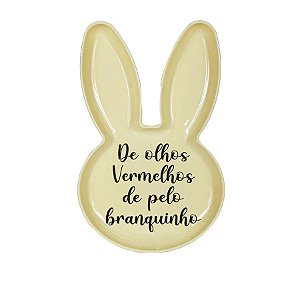Bandeja Coelho com Frase de Páscoa - Amarelo - 25x15cm - 1 unidade - Rizzo