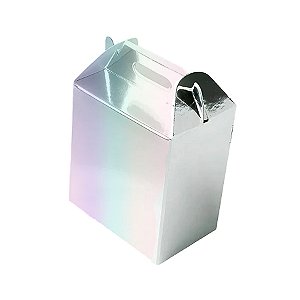 Caixa Sacolinha S0 (7,5x5x5cm) Prata Holográfico - 10 unidades - Assk - Rizzo