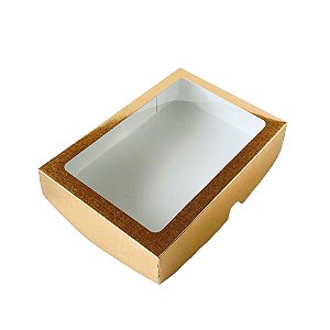 Caixa com Visor S18 (11,5cm x 15,5cm x 3,5cm) Ouro - 10 unidades - Assk - Rizzo