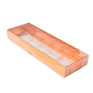 Caixa 12 Doces com Berço Tampa Transparente Nº 3 (23cm x 8,5cm x 3cm) Cobre - 10 unidades - Assk - Rizzo