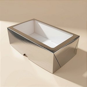 Caixa com Visor S27 (15cmx20cmx6cm) - Prata - 10 unidades - ASSK - Rizzo