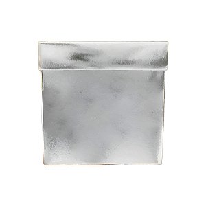 Caixa Cubo Para Presente Metalizada com Textura Prata 12x12x12cm   - 10 unidades - ASSK - Rizzo